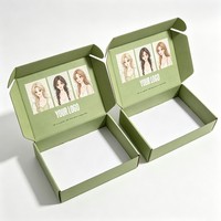 Boîte d'expédition en carton ondulé vert matcha clair, imprimée sur mesure, impression couleur intégrale, pour emballage cadeau de faux ongles de beauté