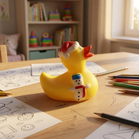 Jouet de bain en PVC en forme de canard bonhomme de neige de Noël de 2 pouces, couineur et flottant, avec logo personnalisé, cadeau de vacances pour bébés et enfants