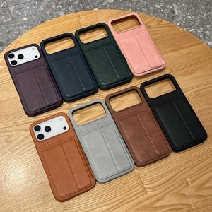 Funda de piel sintética para tarjetas, tarjetero portátil de negocios, soporte para teléfono, funda para iPhone XR 11 12 13 17 Pro Max, colores puros, cubierta trasera. - Product Image 1