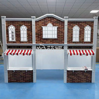 Moetry Kids Mini Town Design Maison de jeu en bois pour jeu de rôle, équipement de terrain de jeu intérieur, écologique, certifié CE, pour Play Cafe FEC Play