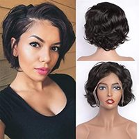 Perruques de cheveux humains bouclés de couleur naturelle # 1B, perruques de coupe Pixie faites à la Machine, densité 150%, perruques de coupe Pixie, vente en gros, chine