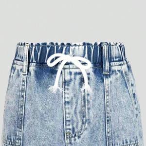 <span class=keywords><strong>Jean</strong></span> baggy large à la mode pour petites filles, pantalon décontracté en denim avec <span class=keywords><strong>taille</strong></span> élastique à cordon de serrage et poches avant, pantalon pour enfants personnalisé - Product Image 3