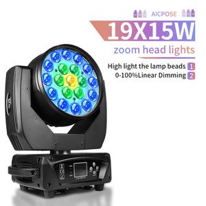 AICPOSE Luces LED Wash con Zoom 19x15W, Cabeza Móvil, Luz RGBW de 19x15 Vatios, Equipo de DJ, Iluminación LED para Escenario - Product Image 1