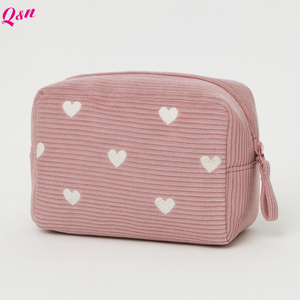 Custom <b>Large</b> and Small Rectangle Women's Cosmetic <b>Bag</b> Travel Beauty Flower Make up <b>Bag</b> Floral Corduroy Pouch pink <b>Makeup</b> <b>Bag</b> - Product Image 1