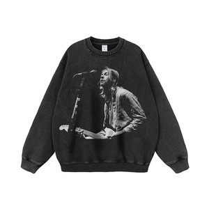 Nuova Felpa con Cappuccio Autunnale Stile <span class=keywords><strong>Hip</strong></span>-hop Lavata, Design Vintage con Stampa di Band <span class=keywords><strong>Rap</strong></span>/Rock, Felpa a Maniche Lunghe da Uomo - Product Image 3