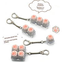 Porte-clés anti-stress patte de chat, en silicone avec base transparente lumineuse, jouet de décompression à presser