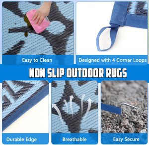<span class=keywords><strong>Tapis</strong></span> d'extérieur léger résistant aux UV, anti-sable, lavable et réversible pour le camping, la plage et les pique-niques - Product Image 6
