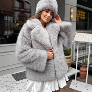Veste en fausse fourrure surdimensionnée pour femme, douce et élégante, imitation renard, manteau en fourrure pas cher pour femme - Product Image 2