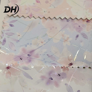 Cuir synthétique microfibre écologique recyclable à fil argenté, imprimé floral aquarelle, personnalisé, mat et doux, pour empeigne de baskets - Product Image 4