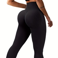 Legging yoga bentuk peach, pinggang tinggi, kontrol perut, warna solid, tanpa jahitan, membentuk tubuh, dan menonjolkan lekuk tubuh.