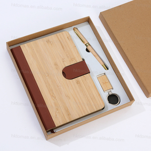 Cahier A5 avec logo personnalisé, coffret de cadeaux en bois de bambou, couverture de carnet de notes de journal en bois, coffret de cadeaux de coopération - Product Image 3