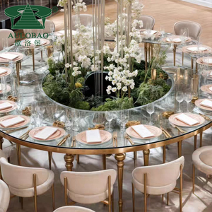 Mesas de fiesta de lujo con base de metal dorado en forma de serpentina para eventos - Product Image 6