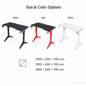 Bureau de jeu D2208 RGB avec plateau en fibre de carbone de 15 mm, porte-gobelet et crochet pour casque - Product Image 5