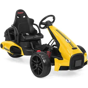 Wholesale children Yellow Red 12V battery operated kid electric ride-on go-kart Racer car with 2 Speeds