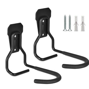 Wall Mounted Black Iron Slip <b>Hooks</b> with Screws for Garage Tool Storage - Product Image 1