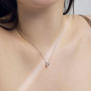 Dylam Charm Classic 925 Sterling Silver Link <b>Chain</b> Solitaire Oval 8A Crushed <b>Iced</b> Cut Zirconia Pendant Necklaces for Women - Product Image 6