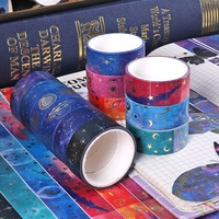 Ensemble de 12 rouleaux de ruban adhésif washi, série ciel étoilé, impression galaxie, estampage à chaud, papier adhésif, bricolage, scrapbooking, autocollant, ruban adhésif washi