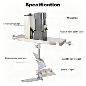 Mélangeur de sauces électrique avec réservoir en acier inoxydable et agitateur intégré pour le mélange de liquides, pâtes et sauces - Product Image 2