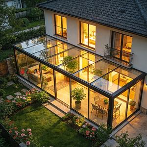 Véranda de style européen, résistante aux ouragans, en alliage d'aluminium et verre trempé, avec portes coulissantes, <span class=keywords><strong>terrasse</strong></span> de jardin d'hiver canadienne - Product Image 1