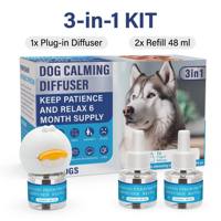 Diffuseur de phéromones apaisantes pour petits chiens, classique, en plastique, à brancher, kit 3-en-1 avec 2 recharges de 48 ml, stockage de 6 mois pour soulager l'anxiété