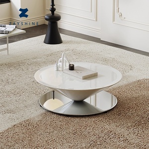 Zayshine Italian Modern FRP Base Coffee <strong>Table</strong> FRP Countertop <strong>Circle</strong> Living Room Furniture Set Metal Feet Simplicity Teapoy - Product Image 1