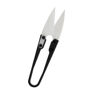 Tijeras de cerámica con forma de V, negras, para coser en casa, cortar manualidades y recortar papel. - Product Image 1