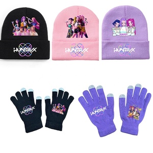 Promotional Party Supplies K-Pop Demon Hunter Knitted Warm Hat K Pop Demon Hunters Gloves and Hats Set
