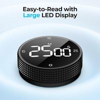 Minuteur de cuisine magnétique avec alarme sonore - Grand écran LED rotatif pour compte à rebours - Minuteur Pomodoro