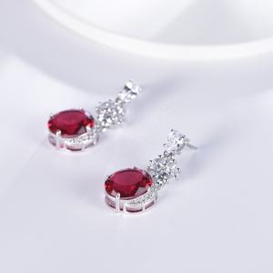 Pendientes de boda con circonita de Rubí, micro pavé, 5a, CZ, alta cantidad mínima, pendiente de Boda nupcial - Product Image 5
