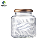Pot en verre à texture verticale vide, de 150 ml à 500 ml, récipient alimentaire en verre pour miel, sauce, yaourt, stockage en cuisine