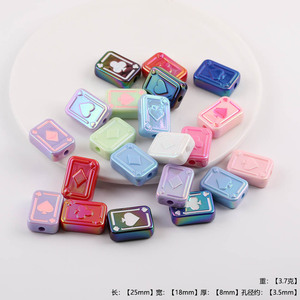 Acrylic <b>Playing</b> <b>Card</b> Beads With Holes Rectangle Shape For Jewelry Making Color Random Plating Process - Product Image 5