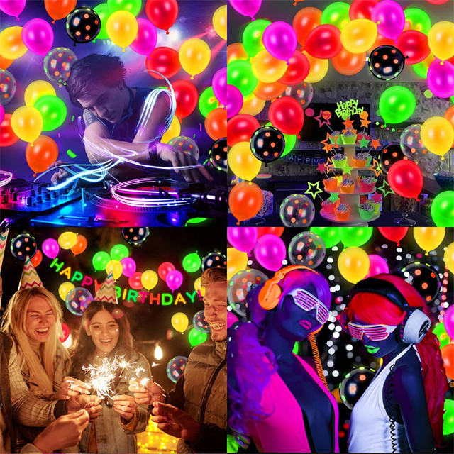 Wholesale UV Neon Balloons Neon Glow Party Balloons UV Black Light Balloons Glow in the Dark for Birthday Wedding Glow Party