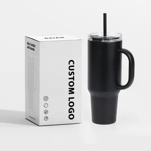 New Item 40oz Handle Tumbler Double Wall Stainless Steel Vacuum Insulated Tumblers Cups Coffee Mug With Lid And Straw