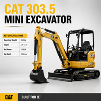 Excavatrice CAT 303.5 d'occasion professionnelle à faible nombre d'heures de travail, compacte, pour le marché mondial – Machine d'excavation CAT
