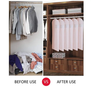 Housse de vêtement pliable de voyage en tissu non tissé/Oxford avec logo personnalisé, sac à vêtements rose transparent en gros, housse anti-poussière pour costume - Product Image 6