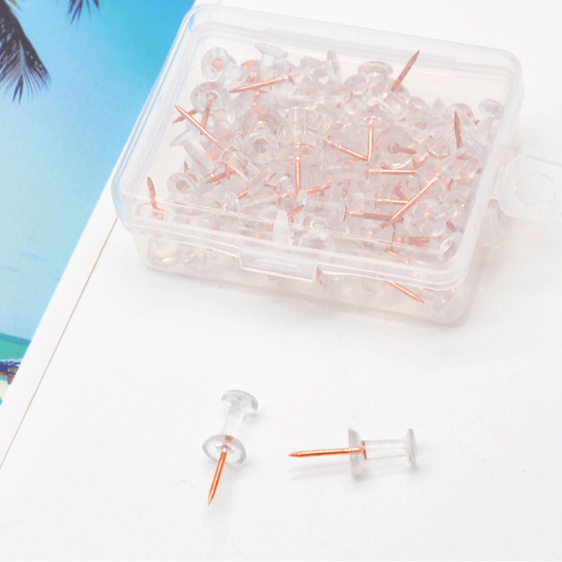 60 шт./кор. прозрачные пластмассовые декоративные настенные часы из розового золота канцелярские кнопки с накатанной головкой чертежная доска шпильки рисунок фото стены шпильки