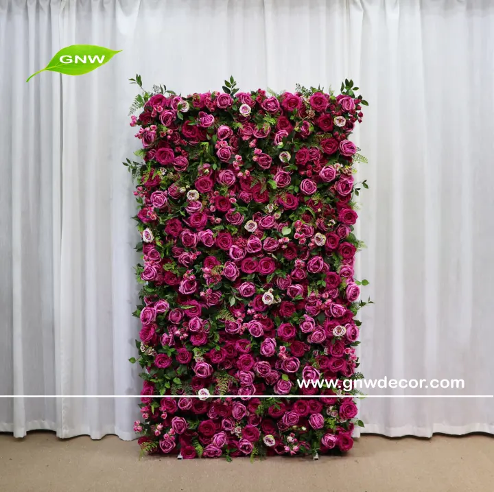 GNW New design dark pink rose 3D flowerwall red floral wall wedding background for flower decoration