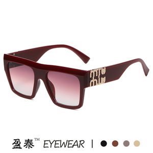 M Shape <b>Square</b> Oversized <b>Sunglasses</b> For Women UV400 Protection Plastic And Metal Frame Black Color - Product Image 3