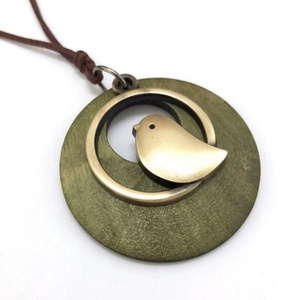 Minimalista moda <span class=keywords><strong>lindo</strong></span> Corea estilo de madera colgante de Metal pájaro collar - Product Image 4