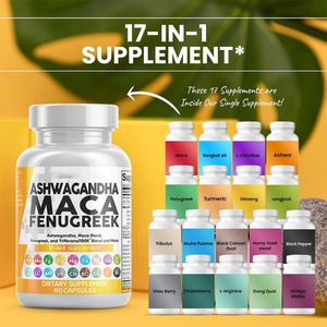Cápsulas de Raíz de Maca 17 en 1, Cápsulas de Raíz de Maca y Ashwagandha Crudas, Suplemento Natural de Ginseng para Adultos para Controlar el Estrés y el Estado de Ánimo - Product Image 3