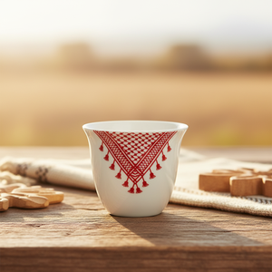 Red Keffiyeh Pattern 70ml Ceramic Tea Cups Mini Coffee Cups