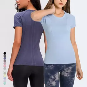 New arrival 17 colors seamless 4-way stretch breathable running tops Slim Fit Sports t-shirt quick-drying Yoga Shirt