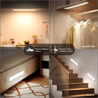 Lampes d'escalier LED modernes à piles, lampes murales à détecteur de mouvement pour escaliers intérieurs, 150LM, argent/noir/champagne