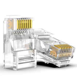 Lot de 100 connecteurs modulaires blindés RJ45 Cat6/Cat5e - Connecteur réseau Ethernet 8P8C plaqué or pour matériel informatique - Product Image 2
