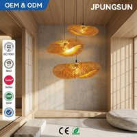 Lampu Kipas Plafon Rotan Dekoratif Dalam Ruangan 50Cm Lampu Gantung Anyaman Rotan Buatan Tangan Untuk Ruang Berjemur