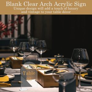 クリア 無地 アーチ型 結婚式テーブルナンバー DIY アクリルサイン スタンド付き ウェディング レセプション イベント パーティー センターピース装飾 - Product Image 5
