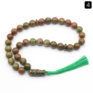 Cuentas de Piedra de Ágata Natural, Cuentas de Oración Musulmana, Forma de Bola Clásica con Borla Espaciadora, Regalos Religiosos del Islam, Venta Al por Mayor, 33 Unidades - Product Image 4