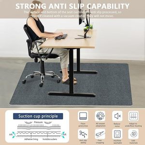 Chair Mat Rectangle 36x48 Inch Cuttable Non Slip For Office Desk Gaming Chair Protection Black Gray Polyester Fiber - Product Image 5