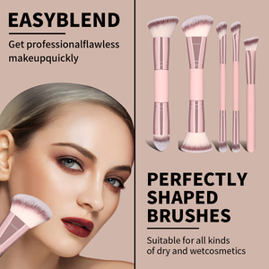 Juego de 5 <span class=keywords><strong>Brochas</strong></span> de Maquillaje Personalizables de Doble Punta, con Pelo Sintético Suave y Mango de Plástico, para Contorno, Polvo Suelto y Base - Product Image 5