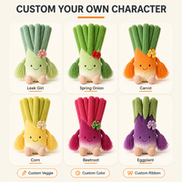 Peluche personnalisée en forme de ciboulette verte et rose avec nœud, idéale pour la décoration de supermarchés